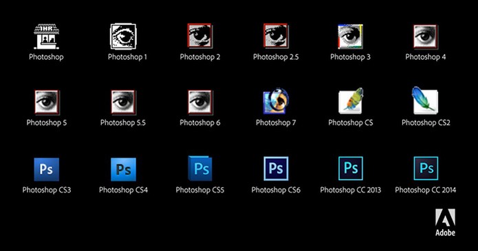 Versões do Photoshop desde sua origem até a mais atual (Foto: Divulgação/Adobe)